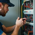 Mantenimiento eléctrico a caja de breakers en vía a la costa.