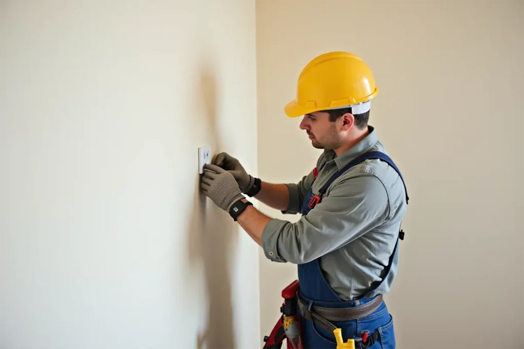 Electricista realizando instalaciones eléctricas en via la costa