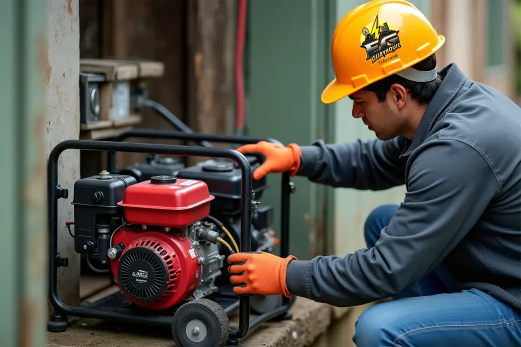 Electricista en Guayaquil instala generador de energía a gasolina