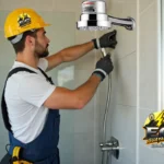 Instalación de ducha eléctrica y conexión a tierra.